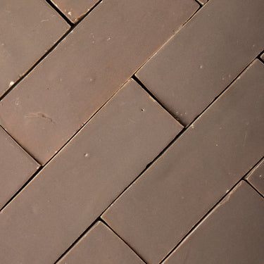 Handmade Moroccan Zellige 2x6 Dark Nude Plinthe Terracotta Tile