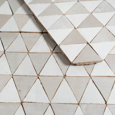 Triangle Pearl with Cotton White Zellige Mosaic