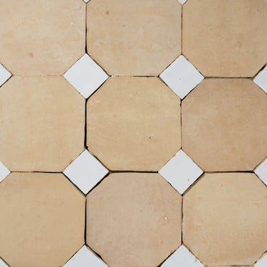 Unglazed Octagon with Himalayan Salt White Dots Moroccan Mosaic