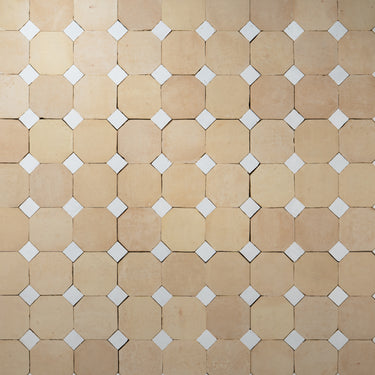 Unglazed Octagon with Himalayan Salt White Dots Moroccan Mosaic
