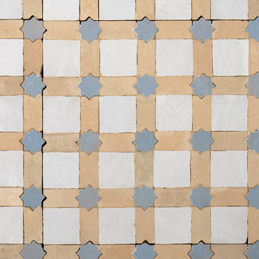 Safim C Grey Star with White Moroccan Zellige Mosaic