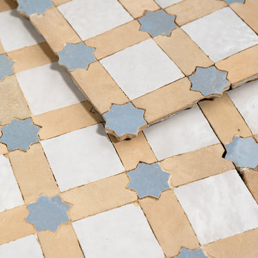 Safim C Grey Star with White Moroccan Zellige Mosaic