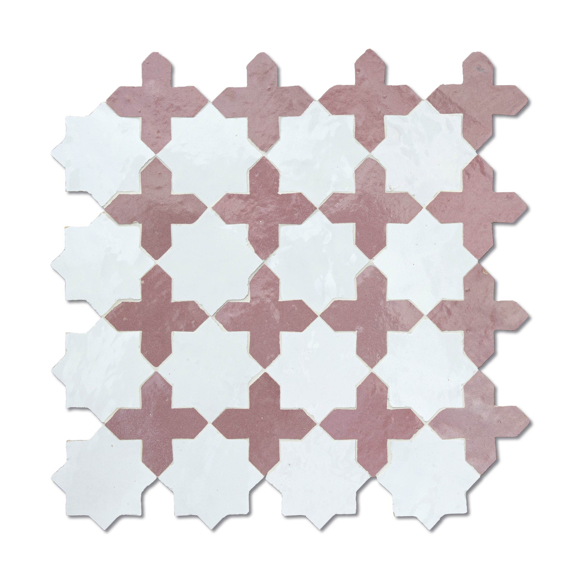 Hillier Grande White with Pink Moroccan Zellige Mosaic