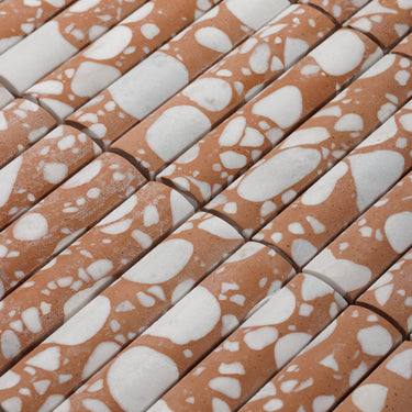 Bamboo Clay Terrazzo Honed Mosaic Tile