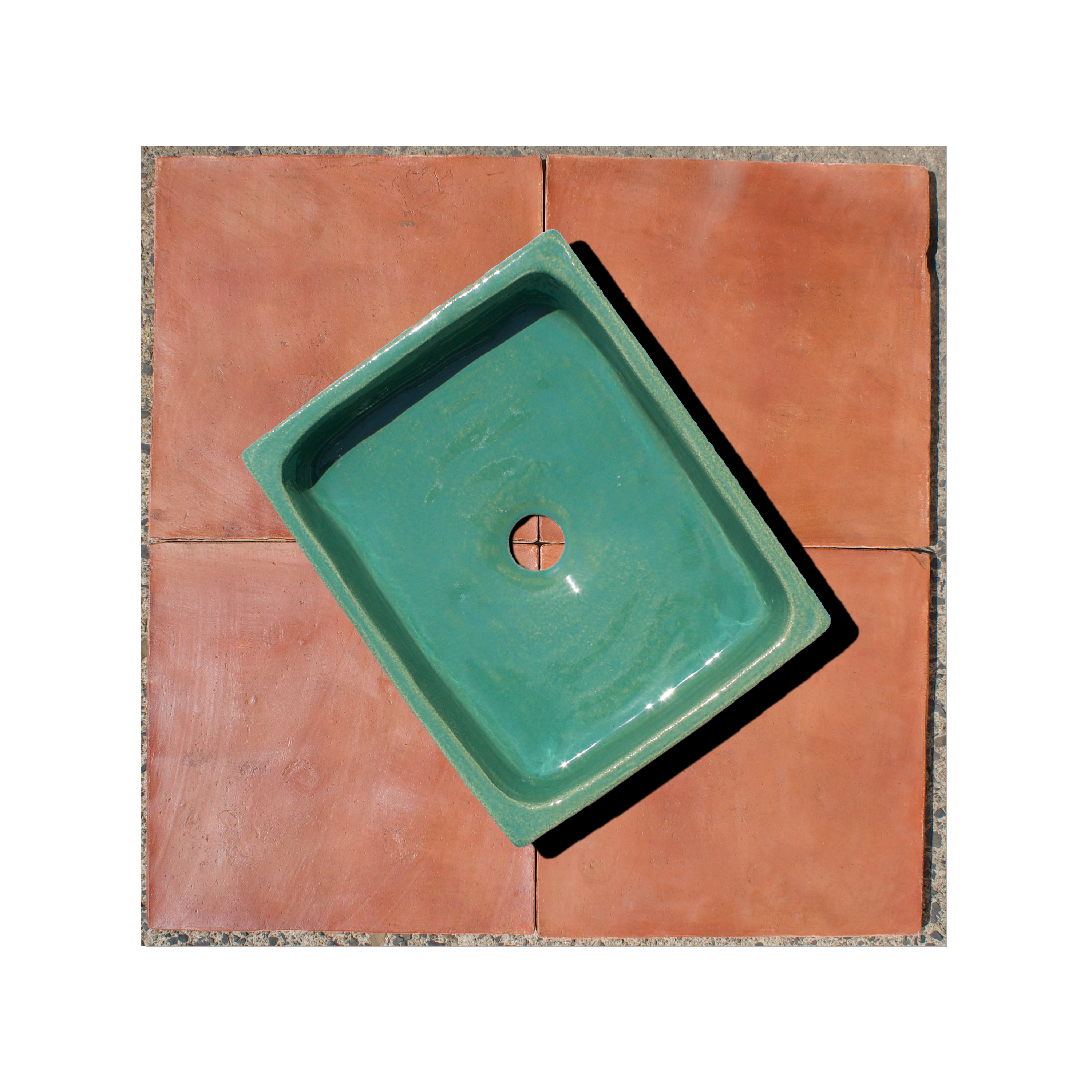 Handmade Glazed Tunisian Green Terracotta Sink