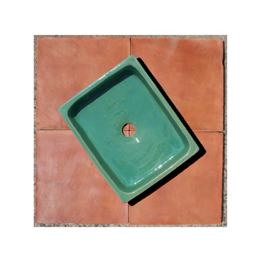 Handmade Glazed Tunisian Green Terracotta Sink