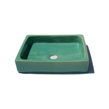 Handmade Glazed Tunisian Green Terracotta Sink