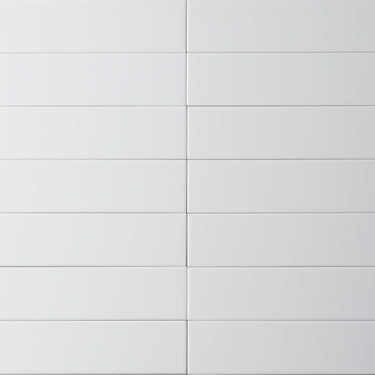 Handmade Brick 2x8 White Flat Glossy Subway Tile