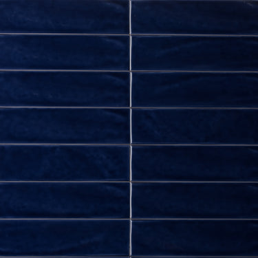 Handmade Brick 2x8 Bottle Blue Glossy Subway Tile