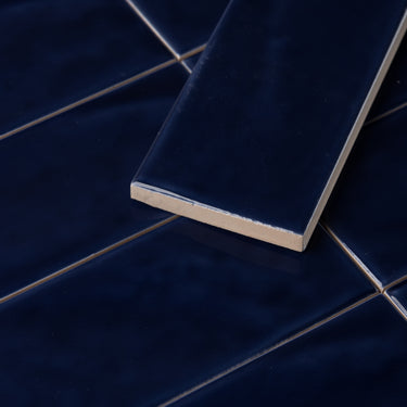 Handmade Brick 2x8 Bottle Blue Glossy Subway Tile