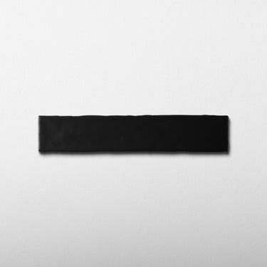 Handmade 2x10 Black Matte Undulated Subway Tile