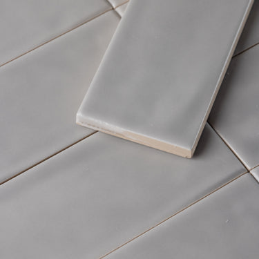 Handmade 2x8 Grey Matte Undulated Subway Tile