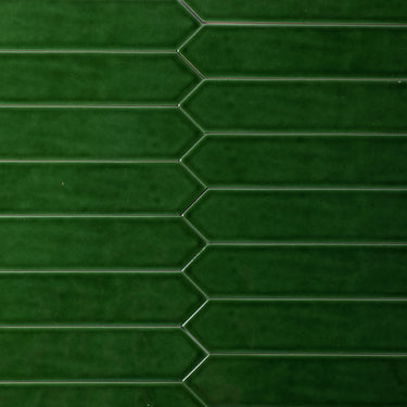 Picket 2x10 Jade Green Glossy Undulated Subway Tile