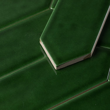 Picket 2x10 Jade Green Glossy Undulated Subway Tile