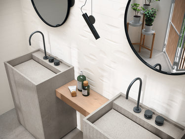 Fasi-Lunari 2.5X10 Concave Chalk White Ceramic Tile