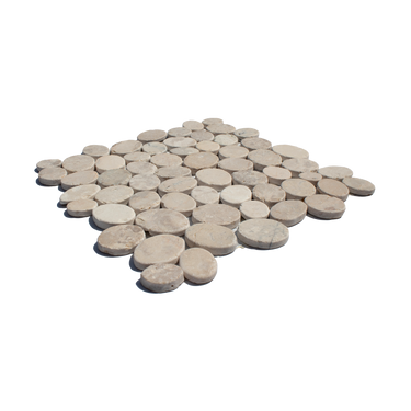 Pearl White Random Size Sliced Oval Pebble Stone Mosaic