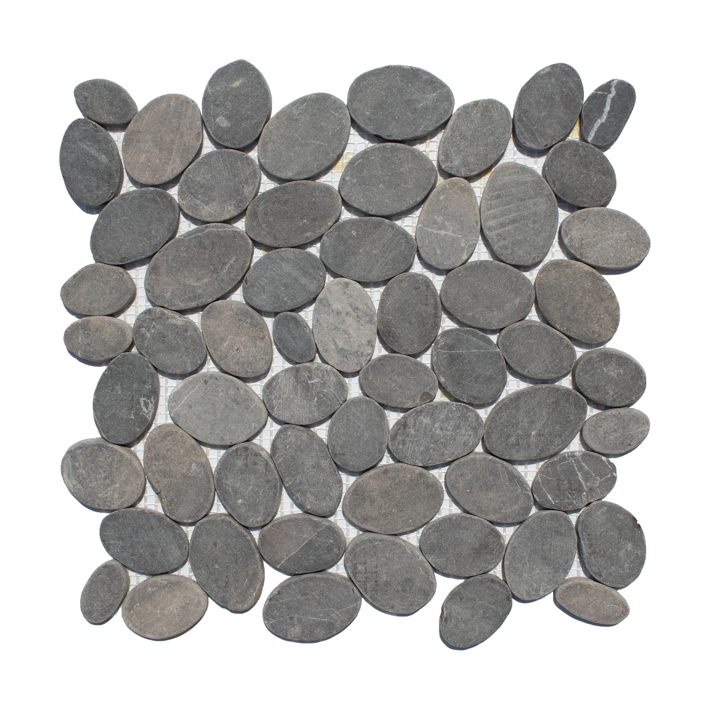 Anchor Grey Random Size Sliced Oval Pebble Stone Mosaic