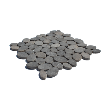 Anchor Grey Random Size Sliced Oval Pebble Stone Mosaic