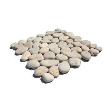 Pearl White Random Size Pebble Stone Mosaic
