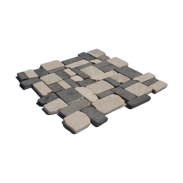 Pearl White & Anchor Gray Marble Mosaic