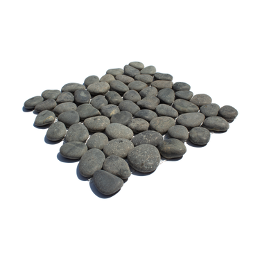 Noir Black Random Size Pebble Stone Mosaic