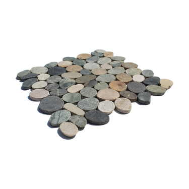 Green Garden Random Size Sliced Oval Pebble Stone Mosaic
