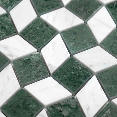 Mosaico Piazza Verde Alpi with Carrara Marble Honed Mosaic Tile