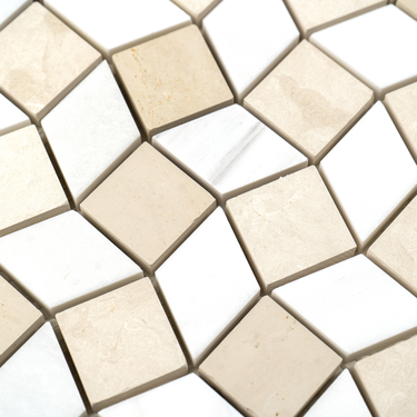 Mosaico Piazza Beige Limestone with Dolomite Marble Honed Mosaic Tile