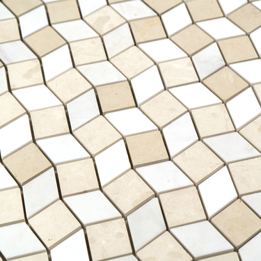 Mosaico Piazza Beige Limestone with Dolomite Marble Honed Mosaic Tile