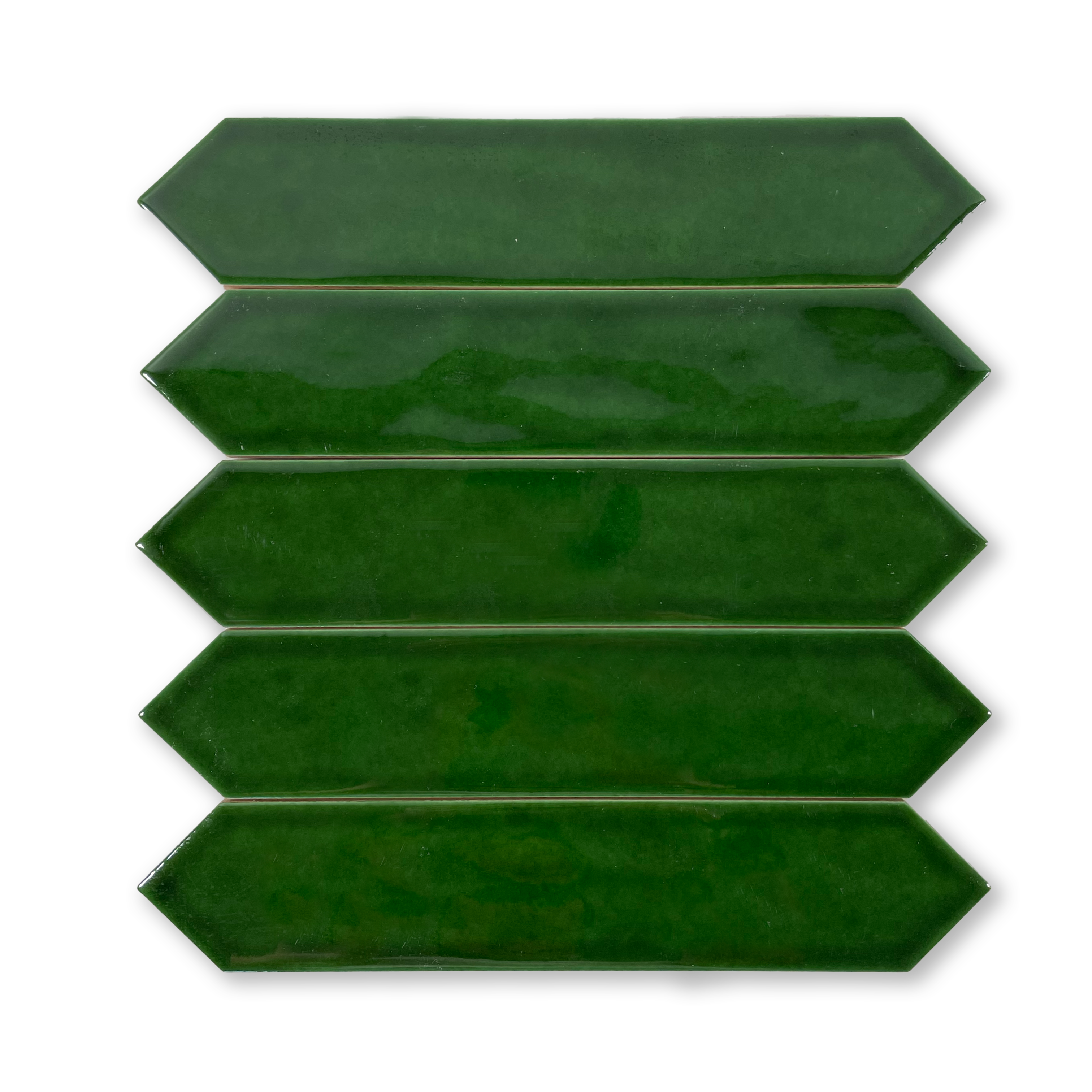 Picket 2x10 Jade Green Glossy Undulated Subway Tile