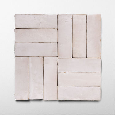 Handmade Moroccan Zellige 2x6 Cotton White Plinthe Terracotta Tile
