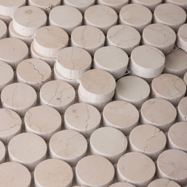 Moneta 1" Rosa Perlino Marble Honed Mosaic Tile