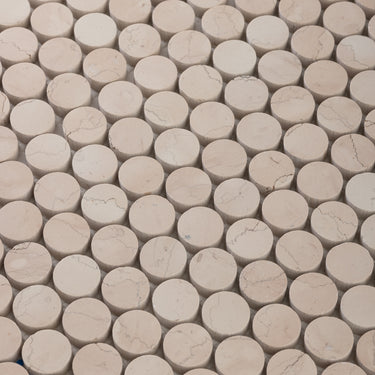 Moneta 1" Rosa Perlino Marble Honed Mosaic Tile