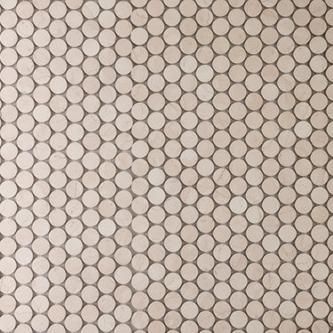 Moneta 1" Rosa Perlino Marble Honed Mosaic Tile
