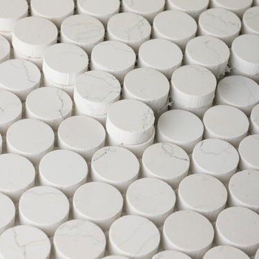 Moneta 1" Bianco Perlino Marble Honed Mosaic Tile