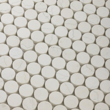 Moneta 1" Bianco Perlino Marble Honed Mosaic Tile