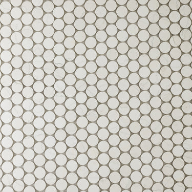Moneta 1" Bianco Perlino Marble Honed Mosaic Tile