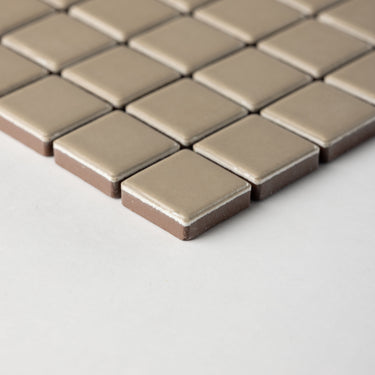 Quadrati Mezzo | Sherwood Tan 1x1" Square Matte Mosaic Tile
