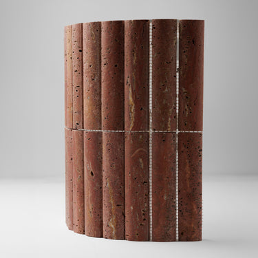 Bamboo Red Travertine Honed Mosaic Tile
