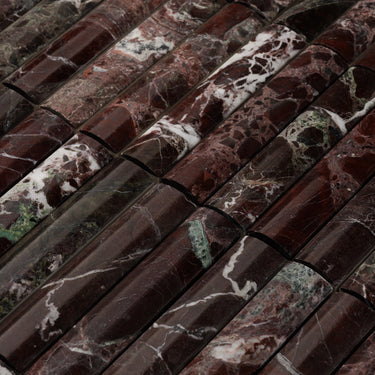Bamboo Rosso Levanto Marble Polished Mosaic Tile