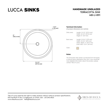 Handmade Unglazed Terracotta Sink