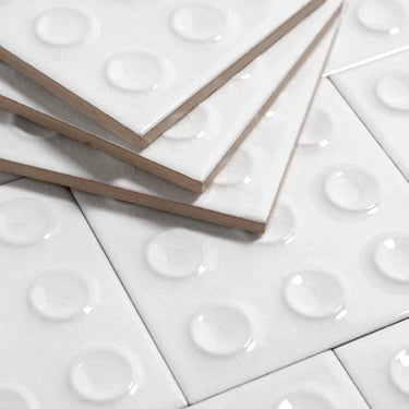 Ocropo 4x4 Circles White Ceramic Tile