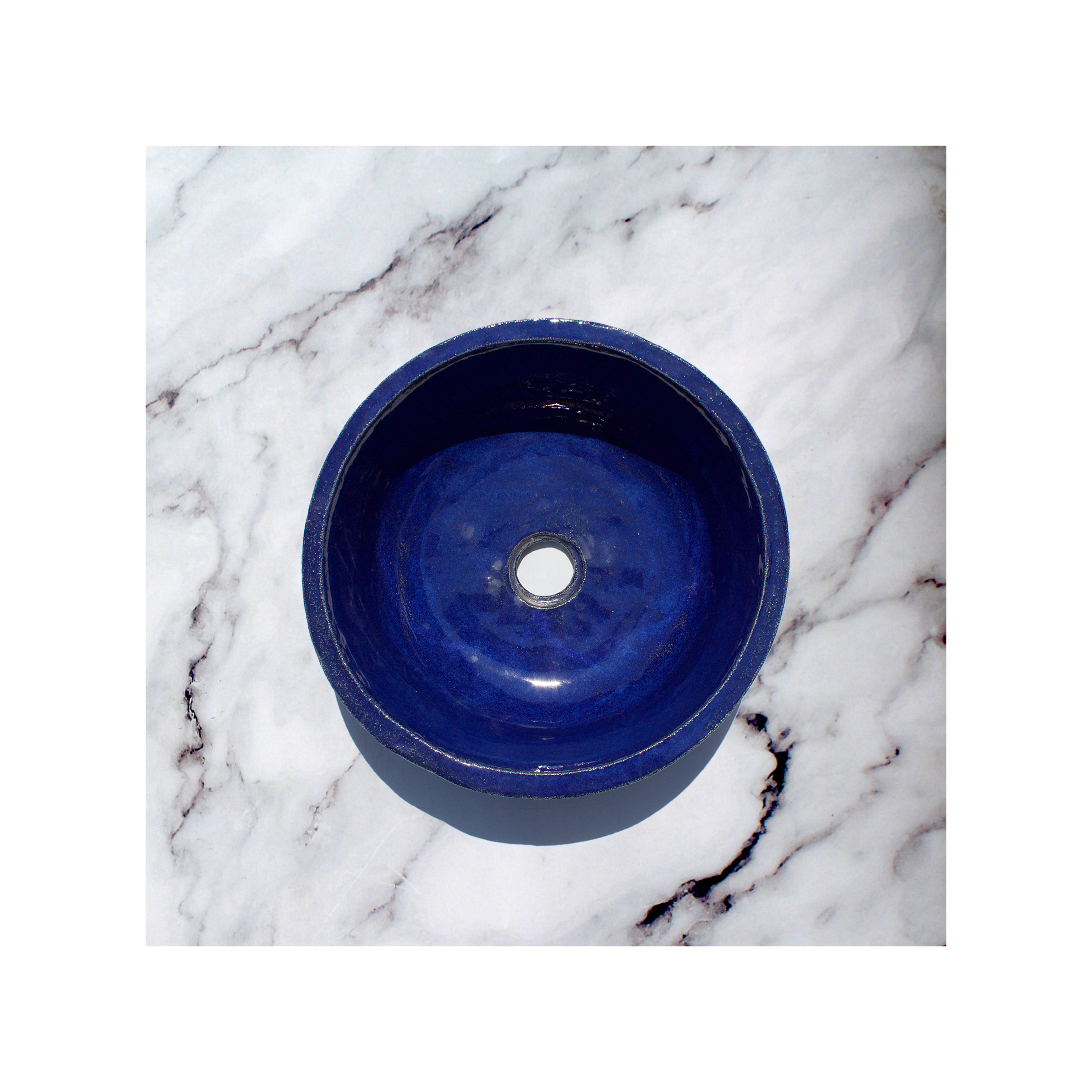 Handmade Glazed Deep Blue Terracotta sink