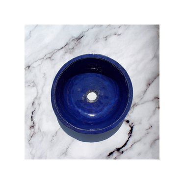 Handmade Glazed Deep Blue Terracotta sink
